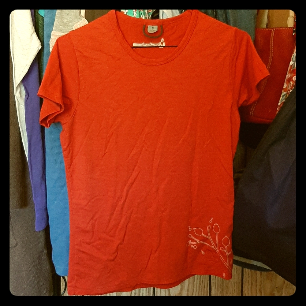 Smart wool tshirt cute design rusty red/orange
